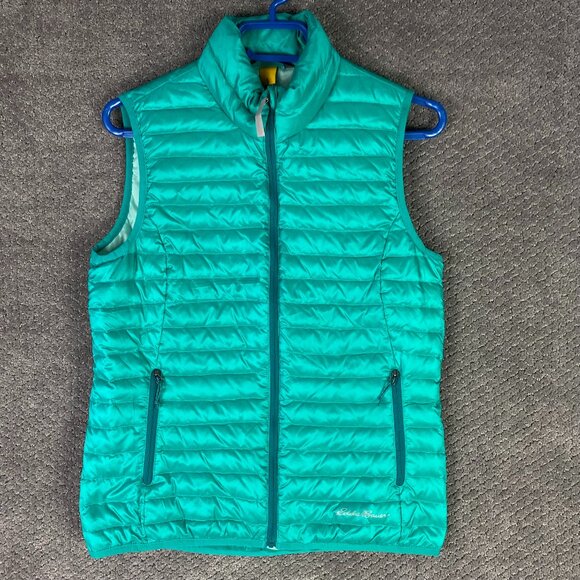Eddie Bauer EB700 Travex Down Vest Women's XS Packable Aqua Teal Green Full Zip - Picture 1 of 15